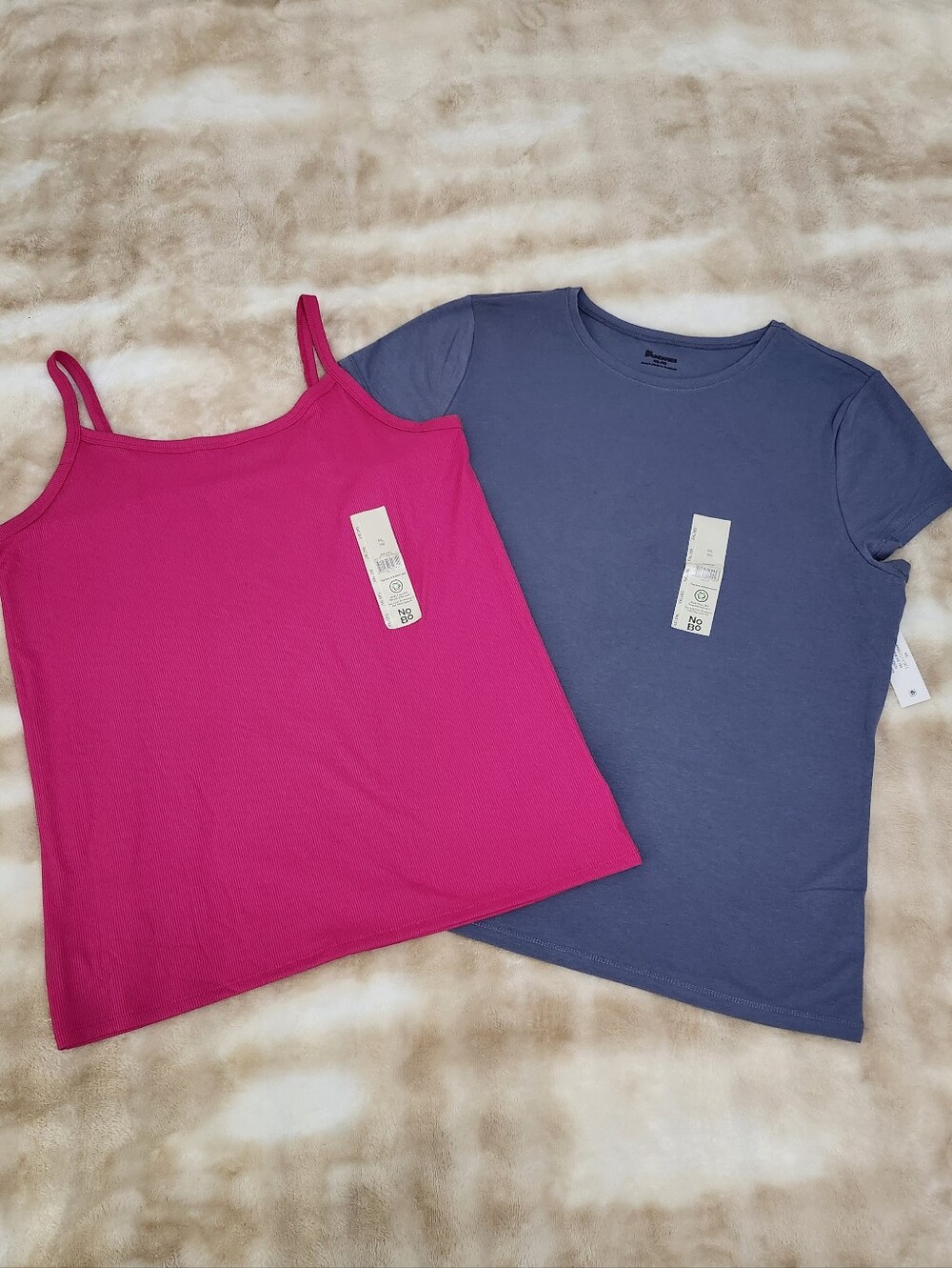 NWT Set Of 2 Bright Pink & Periwinkle Blue Tee Shirt Tank Plus Size XXL (20)